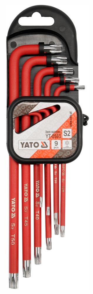 Слесарка.бай. Набор ключей TORX с отверстием T10-T50 красные, 9пр. S2 (YT-0563) YATO под заказ - стоимость, описание, магазин.