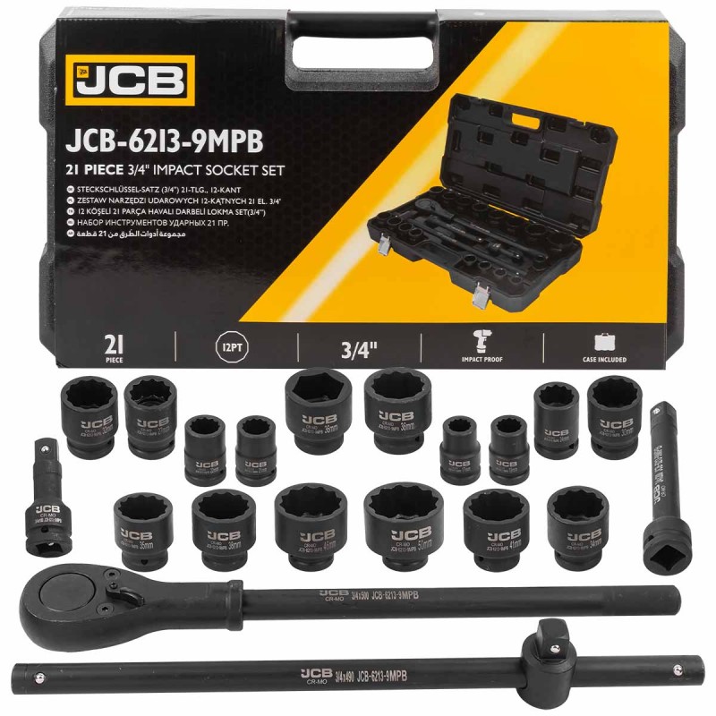 Слесарка.бай. Набор инструментов ударных 21пр. 3/4" (12гр.) JCB JCB-6213-9MPB - стоимость, описание, магазин.