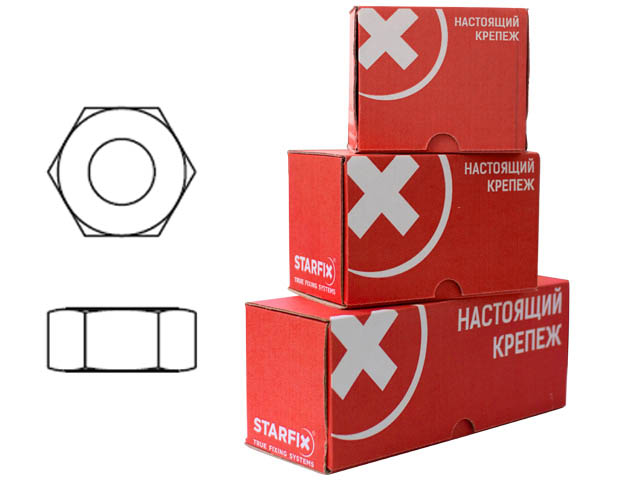 Слесарка.бай. Гайка M6 цинк класс прочности 5,8 DIN 934 300 штук в коробке STARFIX SMC1-47274-300 - стоимость, описание, магазин.