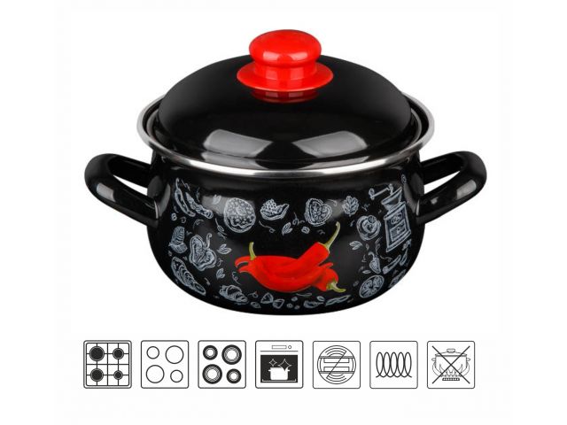Слесарка.бай. Кастрюля стальная эмалированная, 2.1 л, серия Перчик, PERFECTO LINEA (подходит для всех типов плит, включая индукцию) 50-367821 - стоимость, описание, магазин.