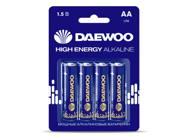 Слесарка.бай. Батарейка AA LR6 1,5V alkaline BL-4шт DAEWOO HIGH ENERGY 5030329 - стоимость, описание, магазин.